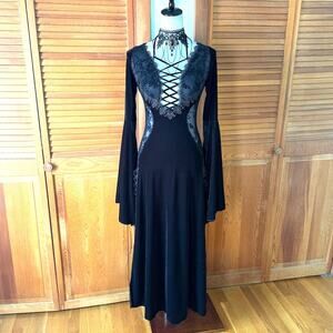 Devil Fashion Gothic Victorian Vampire "Velvet Maiden" Lace Long Gown Dress